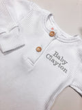 Personalised White Ribbed Romper