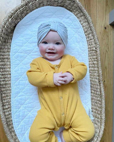 Mustard ribbed baby grow