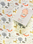 Bamboo muslin blanket with winter animals and trees design